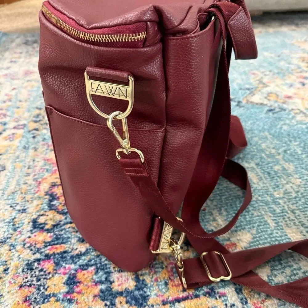 Fawn Design Original Diaper Bag in Wine - Burgandy & Changing Pad